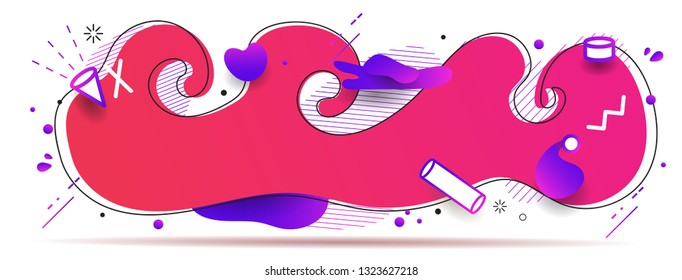 Abstract colorful liquid geometric shape. fluid gradient design for banner, card, brochure. Isolated waves. Vector illustration 