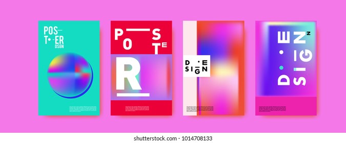 Abstract colorful liquid and holographic colors background for poster design. Blue, yellow, red, orange, pink and green. Vector banner poster template in Eps10.