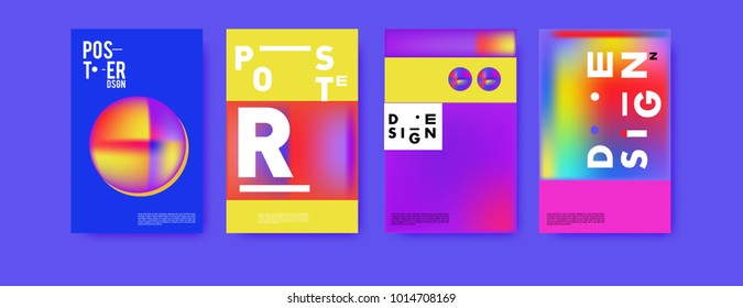 Abstract colorful liquid and holographic colors background for poster design. Blue, yellow, red, orange, pink and green. Vector banner poster template in Eps10.