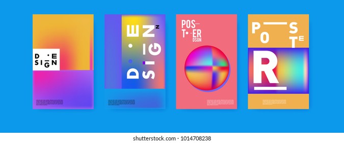 Abstract colorful liquid and holographic colors background for poster design. Blue, yellow, red, orange, pink and green. Vector banner poster template in Eps10.
