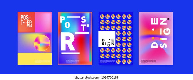 Abstract colorful liquid and holographic colors background for poster design. Blue, yellow, red, orange, pink and green. Vector banner poster template in Eps10.