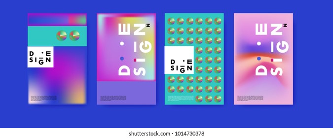Abstract colorful liquid and holographic colors background for poster design. Blue, yellow, red, orange, pink and green. Vector banner poster template in Eps10.