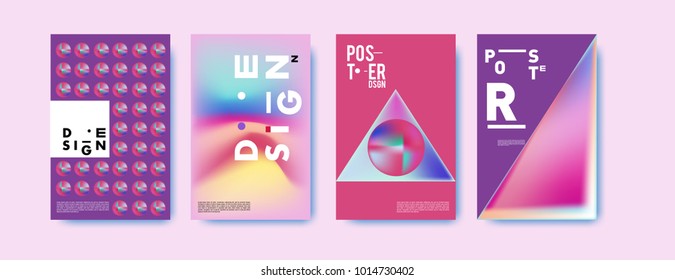 Abstract colorful liquid and holographic colors background for poster design. Blue, yellow, red, orange, pink and green. Vector banner poster template in Eps10.