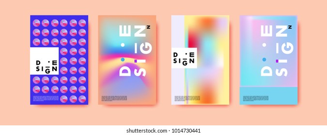 Abstract colorful liquid and holographic colors background for poster design. Blue, yellow, red, orange, pink and green. Vector banner poster template in Eps10.