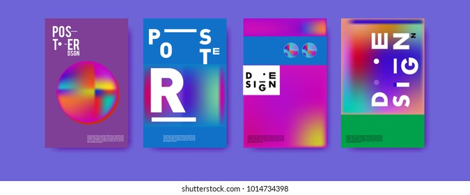 Abstract colorful liquid and holographic colors background for poster design. Blue, yellow, red, orange, pink and green. Vector banner poster template in Eps10.