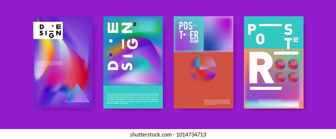 Abstract colorful liquid and holographic colors background for poster design. Blue, yellow, red, orange, pink and green. Vector banner poster template in Eps10.