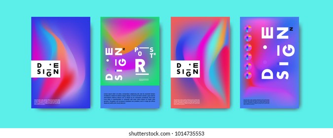 Abstract colorful liquid and holographic colors background for poster design. Blue, yellow, red, orange, pink and green. Vector banner poster template in Eps10.
