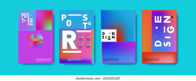 Abstract colorful liquid and holographic colors background for poster design. Blue, yellow, red, orange, pink and green. Vector banner poster template in Eps10.