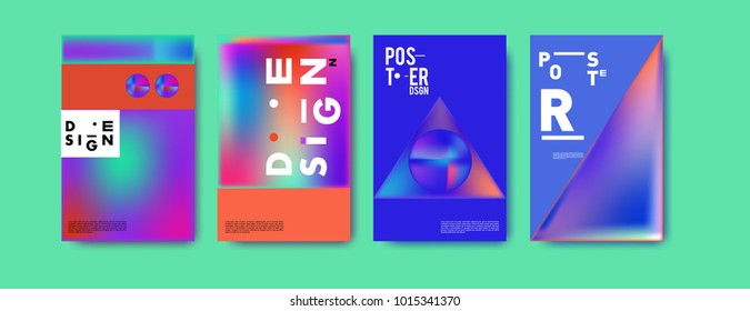 Abstract colorful liquid and holographic colors background for poster design. Blue, yellow, red, orange, pink and green. Vector banner poster template in Eps10.