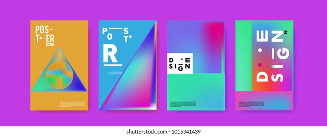 Abstract colorful liquid and holographic colors background for poster design. Blue, yellow, red, orange, pink and green. Vector banner poster template in Eps10.