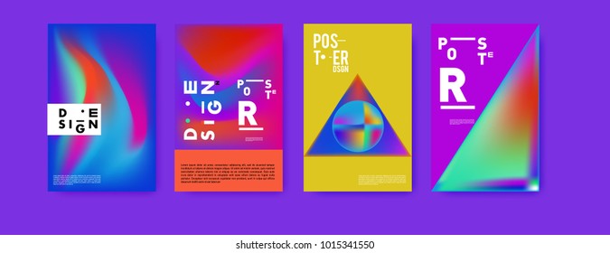 Abstract colorful liquid and holographic colors background for poster design. Blue, yellow, red, orange, pink and green. Vector banner poster template in Eps10.