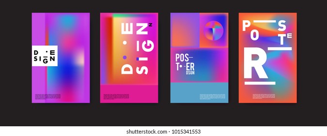Abstract colorful liquid and holographic colors background for poster design. Blue, yellow, red, orange, pink and green. Vector banner poster template in Eps10.