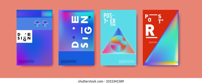 Abstract colorful liquid and holographic colors background for poster design. Blue, yellow, red, orange, pink and green. Vector banner poster template in Eps10.