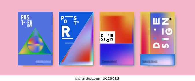 Abstract colorful liquid and holographic colors background for poster design. Blue, yellow, red, orange, pink and green. Vector banner poster template in Eps10.
