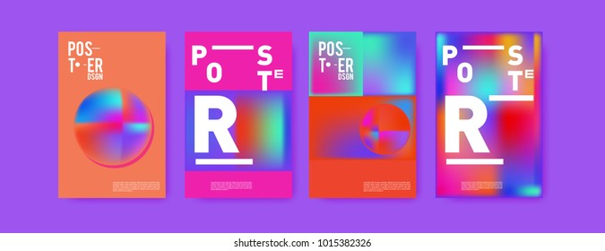 Abstract colorful liquid and holographic colors background for poster design. Blue, yellow, red, orange, pink and green. Vector banner poster template in Eps10.