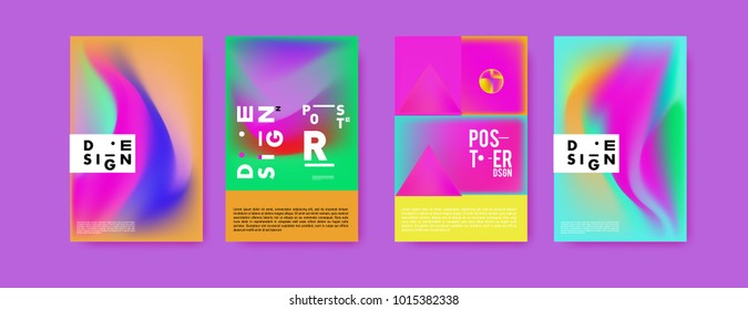 Abstract colorful liquid and holographic colors background for poster design. Blue, yellow, red, orange, pink and green. Vector banner poster template in Eps10.