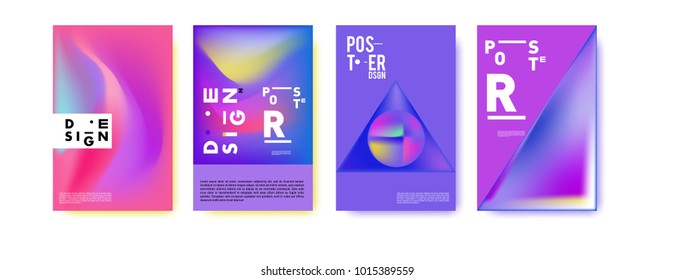 Abstract colorful liquid and holographic colors background for poster design. Blue, yellow, red, orange, pink and green. Vector banner poster template in Eps10.