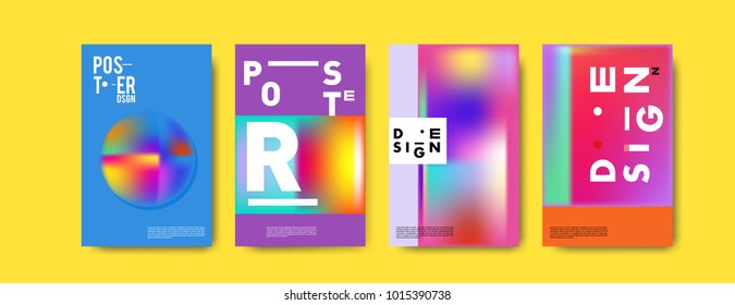 Abstract colorful liquid and holographic colors background for poster design. Blue, yellow, red, orange, pink and green. Vector banner poster template in Eps10.