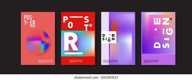 Abstract colorful liquid and holographic colors background for poster design. Blue, yellow, red, orange, pink and green. Vector banner poster template in Eps10.