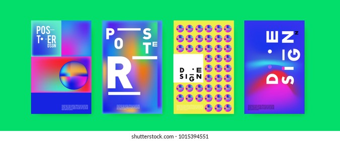 Abstract colorful liquid and holographic colors background for poster design. Blue, yellow, red, orange, pink and green. Vector banner poster template in Eps10.