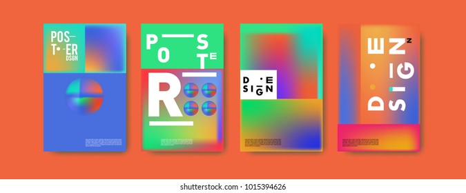 Abstract colorful liquid and holographic colors background for poster design. Blue, yellow, red, orange, pink and green. Vector banner poster template in Eps10.