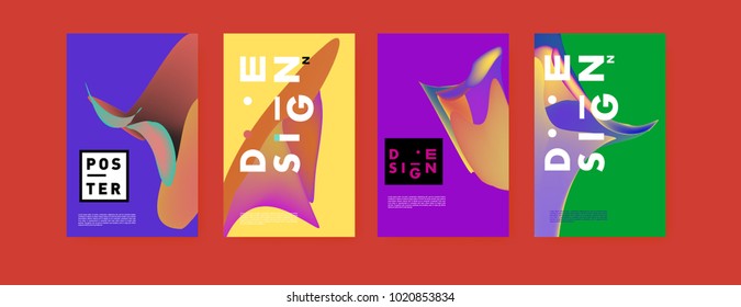 Abstract colorful liquid and holographic colors background for poster design. Blue, yellow, red, orange, pink and green. Vector banner poster template in Eps10.