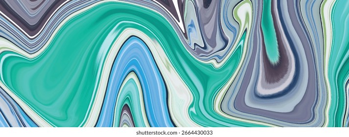 Abstract Colorful Liquid Marble Pattern with Flowing Vibrant Swirls, Iridescent Acrylic Pour Texture, Modern Gradient Design, and Stylish Contemporary Multicolor Fluid Art Background