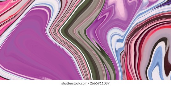 Padrão de mármore líquido colorido abstrato com redemoinhos vibrantes fluindo, textura acrílica iridescente, design gradiente moderno e fundo de arte fluida multicolor contemporânea elegante