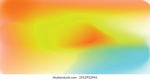 Abstract colorful liquid mesh gradient background. Orange, blue, and cream colored blend. Smooth backdrop vivid color.