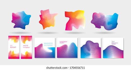 Abstract colorful liquid polygon background vector illustration. Template design set with color flow wave shapes. 

