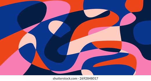 Abstrakter, bunter, flüssiger, psychedelischer Hintergrund. Vektorgrafik. Wellenförmiges Muster. dekoratives Design