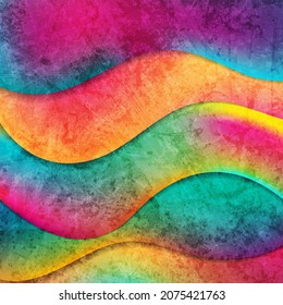 Abstract colorful liquid waves futuristic grunge background. Glowing retro holographic vector design