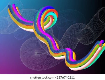 Abstract colorful liquid wavy shapes futuristic banner. Glowing waves vector background with wavy mesh shape. Vector Illustration. Futuristic technology concept.
