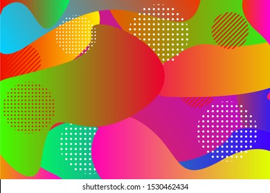 Abstract colorful liquit vector background. Fluid gradient shapes with halftone and bokeh effects. Bright colors. Kids children nursery design