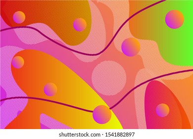 Abstract colorful liquit vector background. Fluid gradient shapes with halftone and bokeh effects. Bright colors. Kids children nursery design