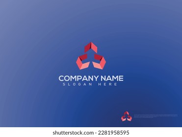 ABSTRACT COLORFUL LOGO WITH BLUE GRADIENT COLOR BACKGROUND