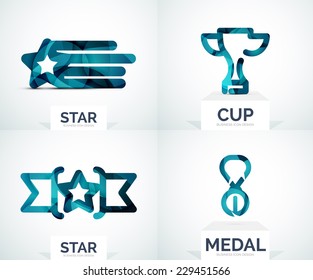 Resumen de diseño de logo colorido, premios. Fabricado con formas de color