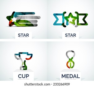 Resumen de diseño de logo colorido, premios. Fabricado con formas de color