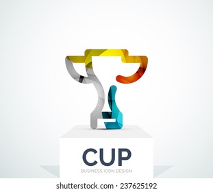 Abstract colorful logo design, awards, cup. Made of color shapes