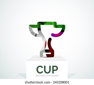 Abstract colorful logo design, awards, cup. Made of color shapes