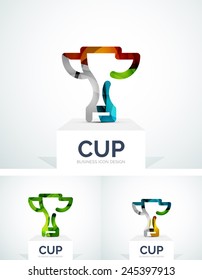 Abstract colorful logo design, awards, cup. Made of color shapes