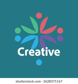 Abstract colorful logo design with a creative circular pattern and the word 'Creative' in white, perfect for branding and marketing.