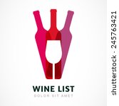 Abstract colorful logo design template. Wine bottle and glass vector icon. Concept for bar menu, party, alcohol drinks, celebration holidays.