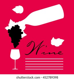 Abstract colorful logo design template. Wine bottle and glass vector icon. Concept for bar menu, party, alcohol drinks, celebration holidays.