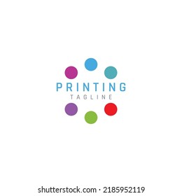 Abstract colorful logo digital printing, printing services, media, technology and the internet.