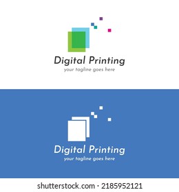 Abstract colorful logo digital printing, printing services, media, technology and the internet.