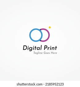Abstract colorful logo digital printing, printing services, media, technology and the internet.