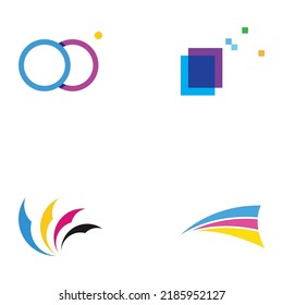 Abstract colorful logo digital printing, printing services, media, technology and the internet.