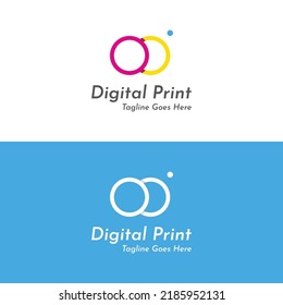 Abstract colorful logo digital printing, printing services, media, technology and the internet.