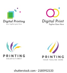 Abstract colorful logo digital printing, printing services, media, technology and the internet.